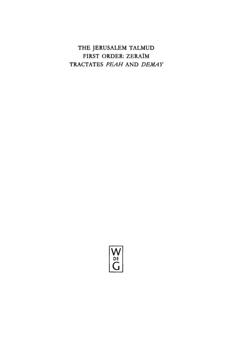 Cover image for book Tractates Peah and Demay