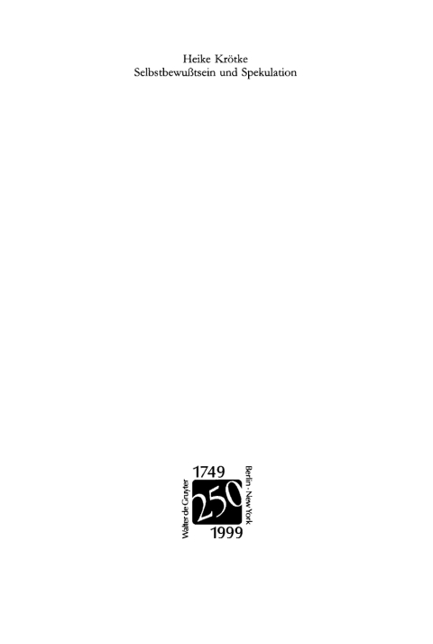Cover image for book Selbstbewußtsein und Spekulation
