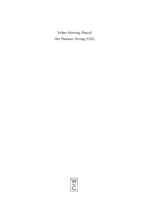 Cover image for book Der Passauer Vertrag (1552)