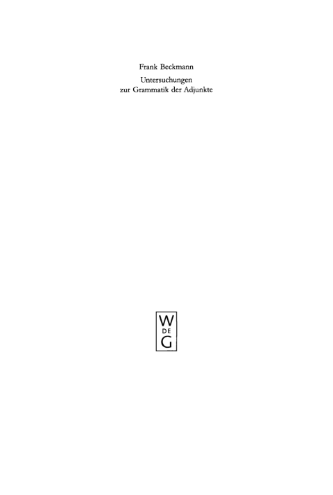 Cover image for book Untersuchungen zur Grammatik der Adjunkte