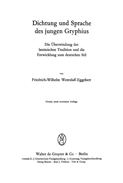 Cover image for book Dichtung und Sprache des jungen Gryphius