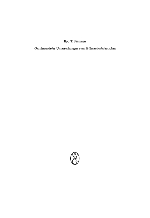 Cover image for book Graphematische Untersuchungen zum Frühneuhochdeutschen