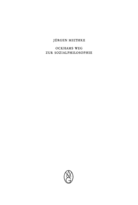 Cover image for book Ockhams Weg zur Sozialphilosophie