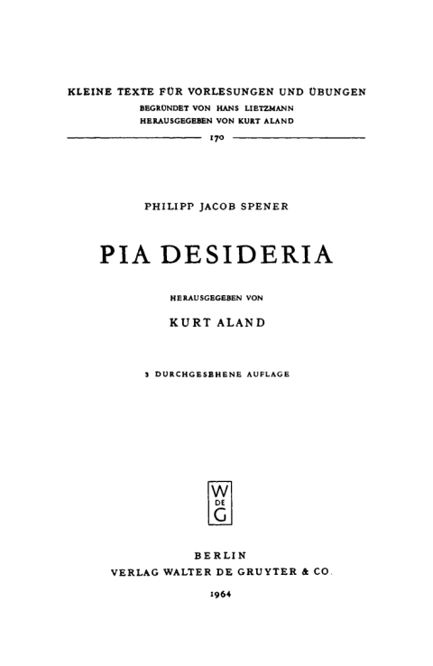 Cover image for book Pia Desideria