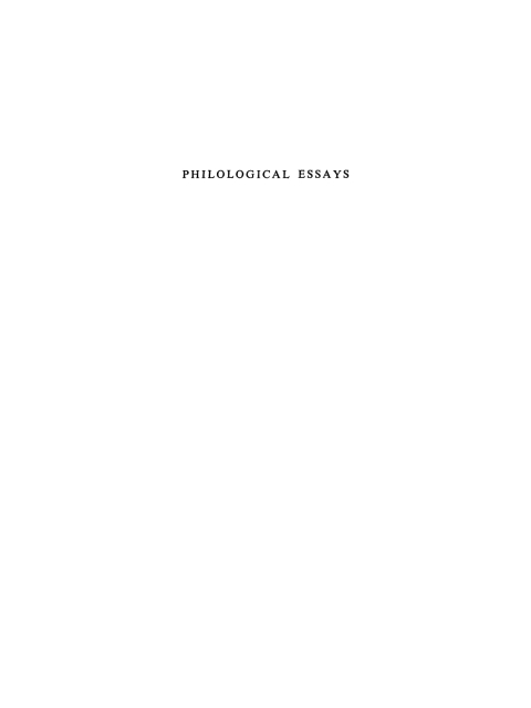 Cover image for book Philological Essays