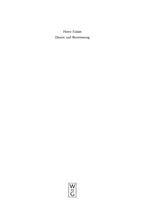 Cover image for book Dasein und Bestimmung