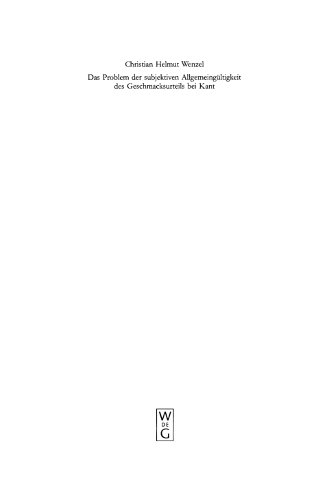 Cover image for book Das Problem der subjektiven Allgemeingültigkeit des Geschmacksurteils bei Kant