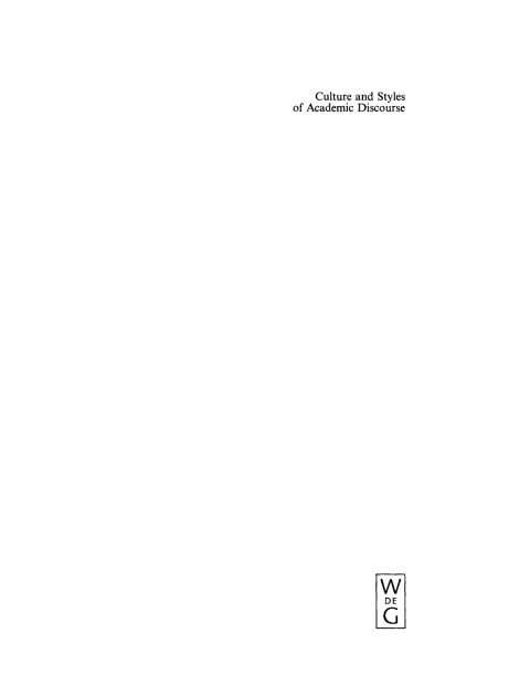Cover image for book Culture and Styles of Academic Discourse