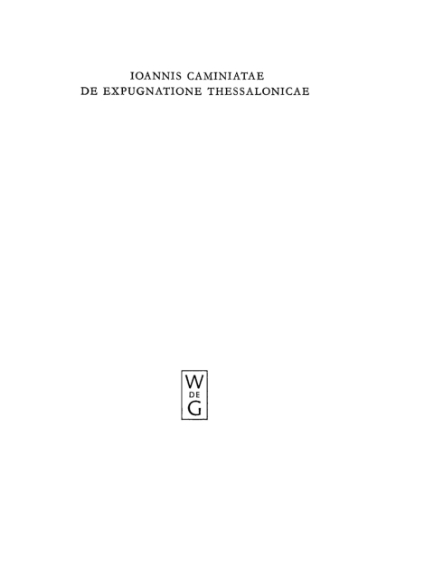 Cover image for book Ioannis Caminiatae de expugnatione Thessalonicae
