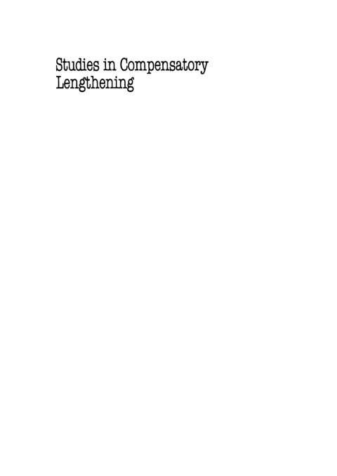 Cover image for book Studies in Compensatory Lengthening