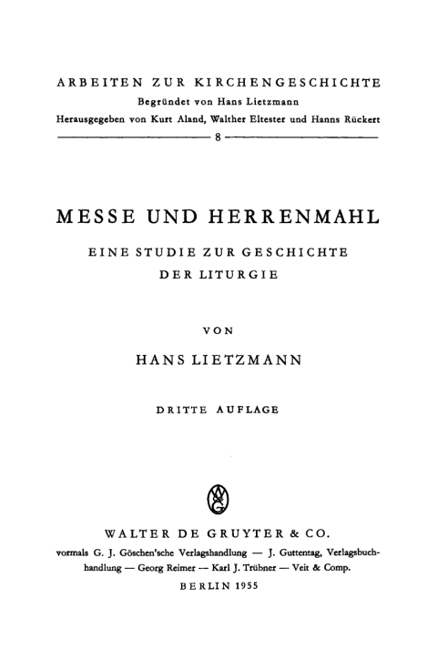 Cover image for book Messe und Herrenmahl