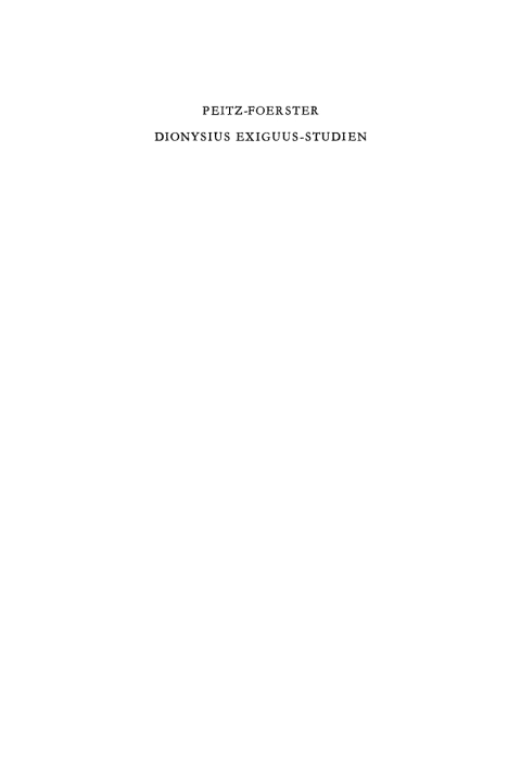 Cover image for book Dionysius Exiguus-Studien