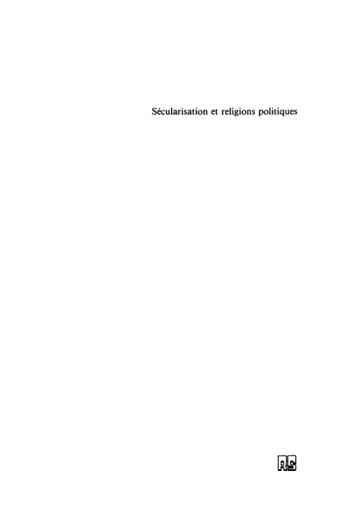 Cover image for book Sécularisation et Religions Politiques