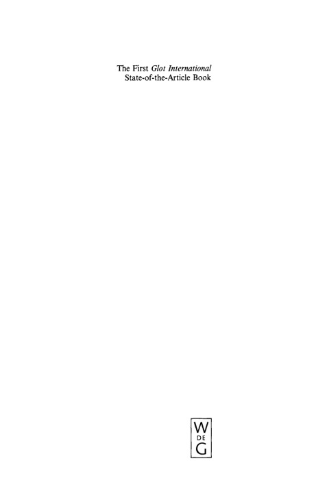 Cover image for book The First Glot International State-of-the-Article Book