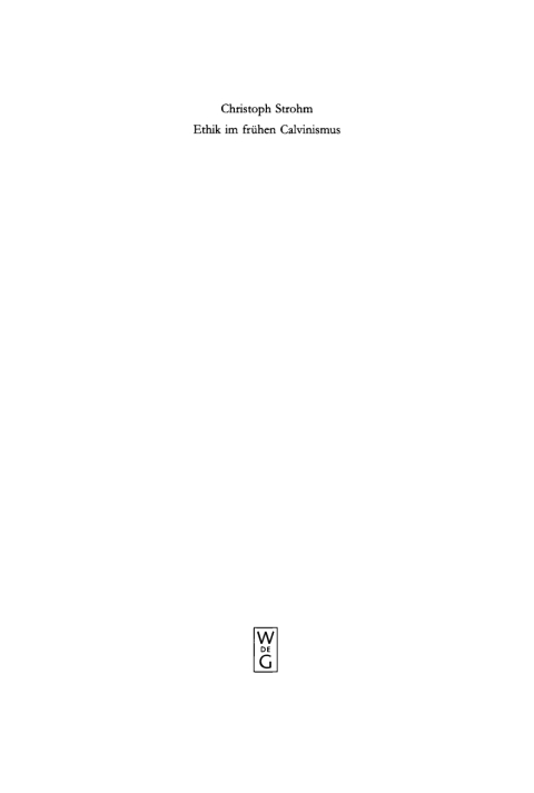 Cover image for book Ethik im frühen Calvinismus