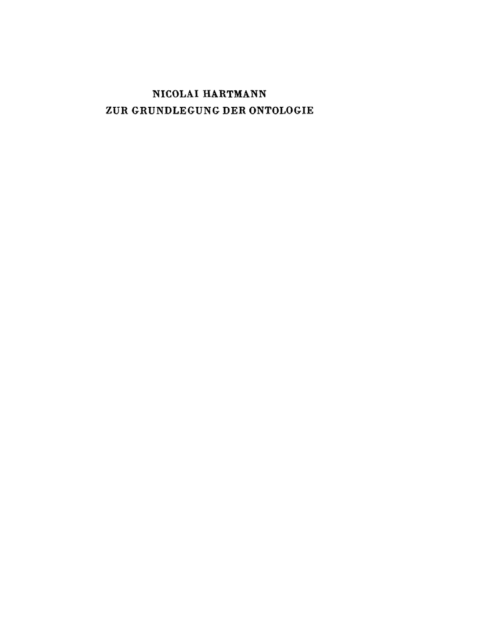 Cover image for book Zur Grundlegung der Ontologie