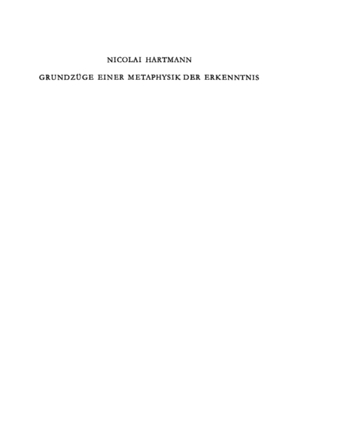 Cover image for book Grundzüge einer Metaphysik der Erkenntnis