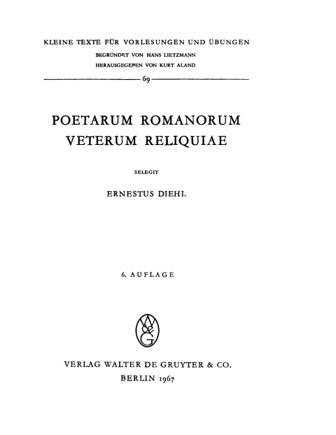Cover image for book Poetarum Romanorum Veterum Reliquiae