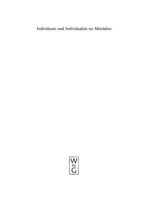 Cover image for book Individuum und Individualität im Mittelalter