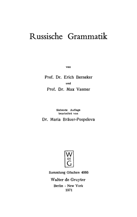 Cover image for book Russische Grammatik