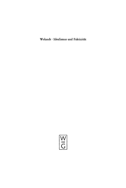 Cover image for book Idealismus und Faktizität