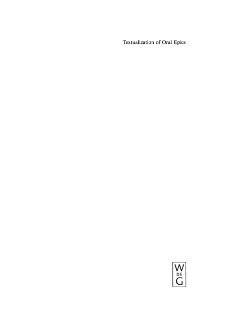 Cover image for book Textualization of Oral Epics