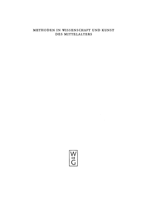 Cover image for book Methoden in Wissenschaft und Kunst des Mittelalters