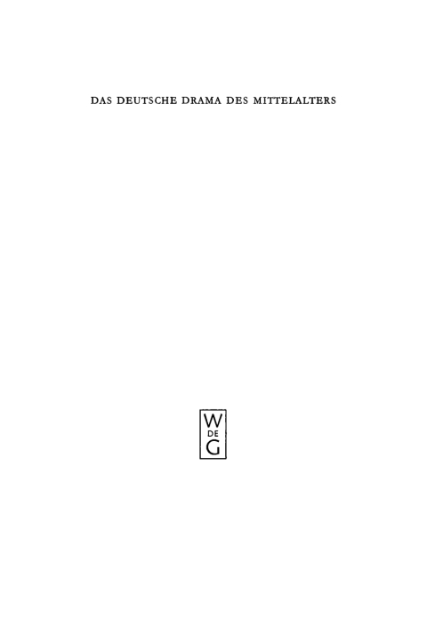 Cover image for book Das deutsche Drama des Mittelalters