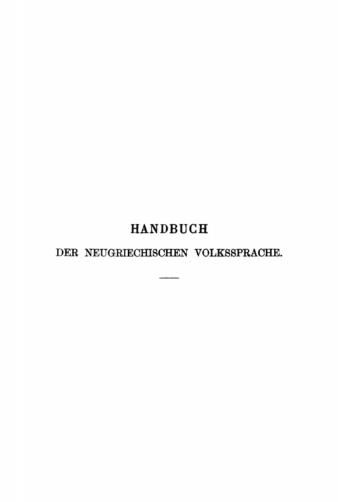 Cover image for book Handbuch der neugriechischen Volkssprache