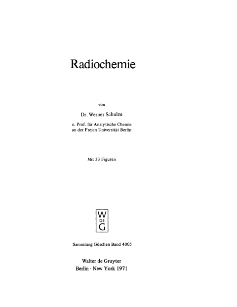Cover image for book Radiochemie