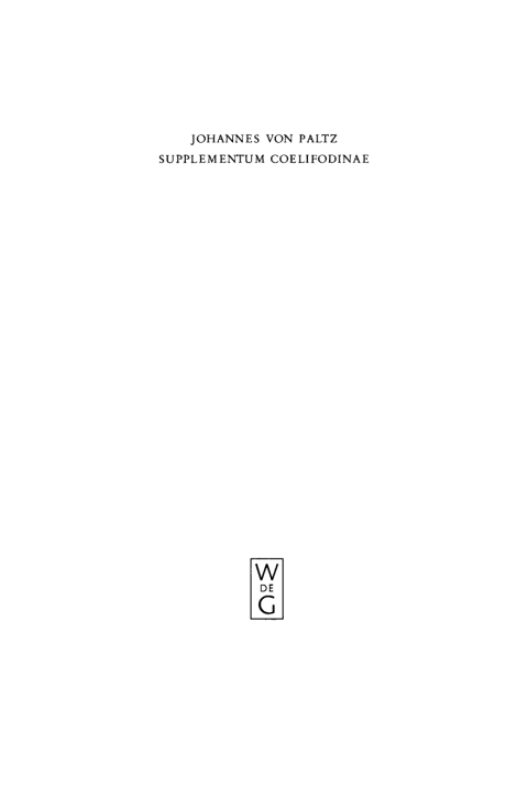 Cover image for book Supplementum Coelifodinae