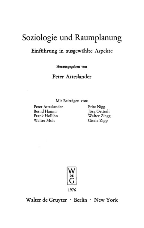 Cover image for book Soziologie und Raumplanung