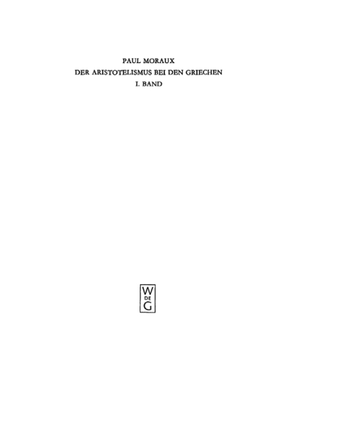 Cover image for book Die Renaissance des Aristotelismus im I. Jh. v. Chr.