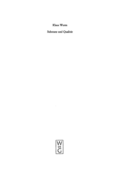 Cover image for book Substanz und Qualität