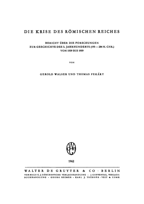Cover image for book Die Krise des römischen Reiches