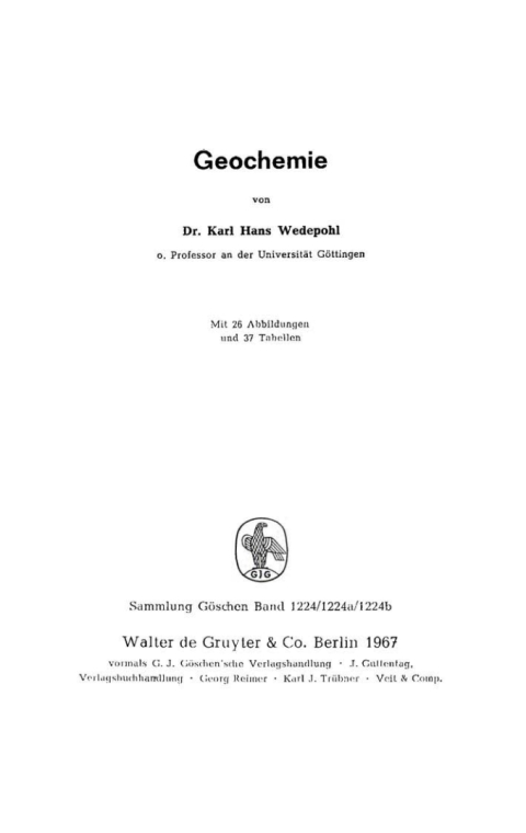 Cover image for book Geochemie