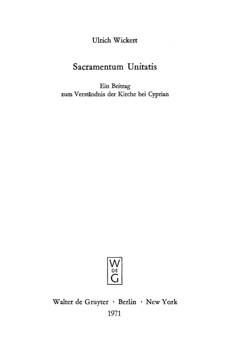 Cover image for book Sacramentum Unitatis