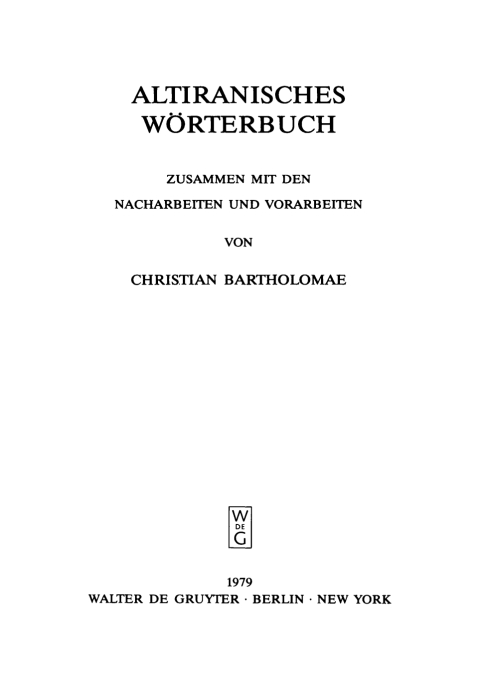 Cover image for book Altiranisches Wörterbuch