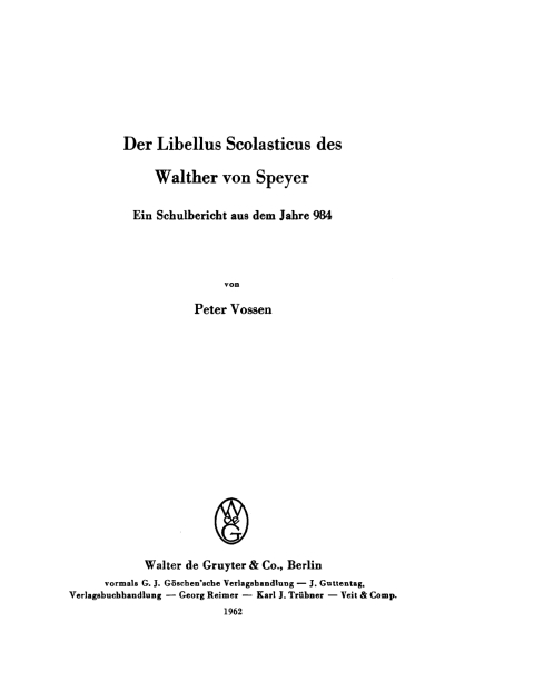 Cover image for book Der Libellus Scolasticus des Walther von Speyer