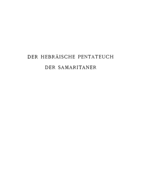 Cover image for book Der hebräische Pentateuch der Samaritaner