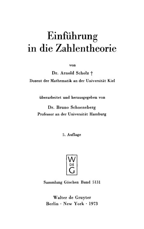 Cover image for book Einführung in die Zahlentheorie