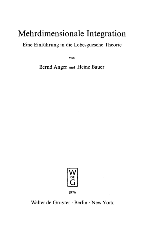 Cover image for book Mehrdimensionale Integration