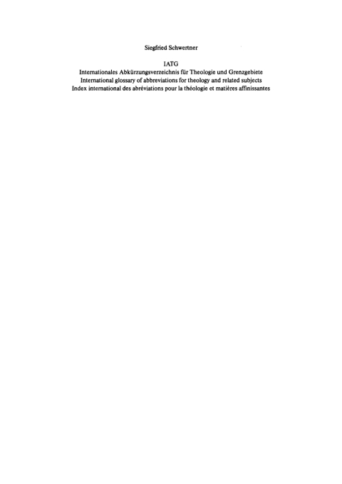 Cover image for book Internationales Abkürzungsverzeichnis für Theologie und Grenzgebiete
