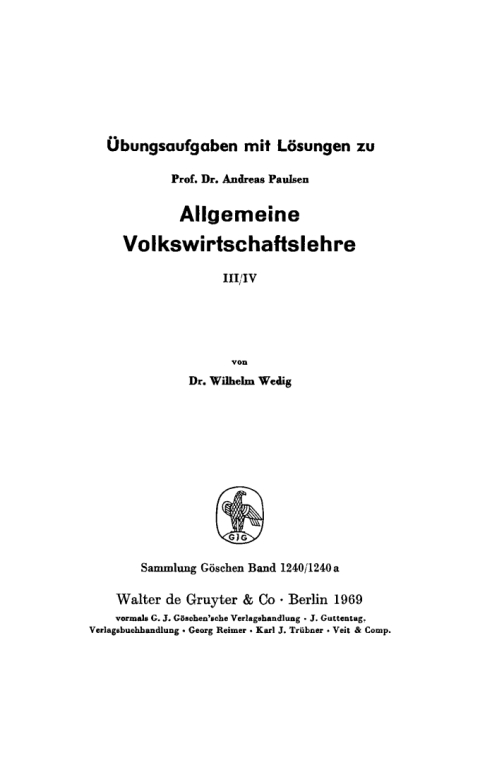 Cover image for book Übungsaufgaben mit Lösungen zu Paulsen “Allgemeine Volkswirtschaftslehre”, III/IV