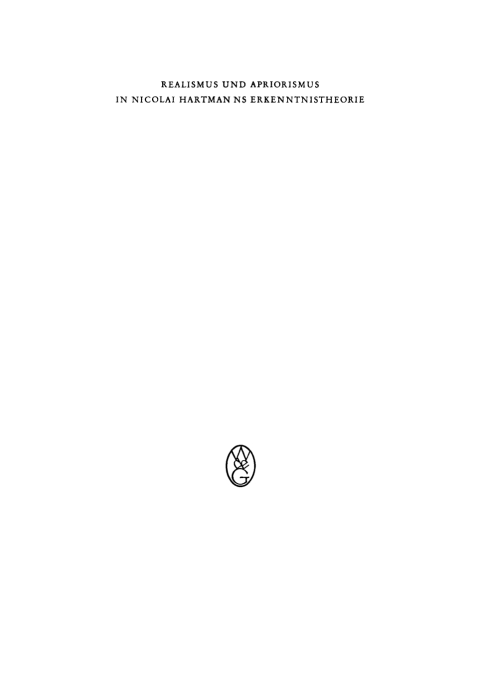 Cover image for book Realismus und Apriorismus in Nicolai Hartmanns Erkenntnistheorie