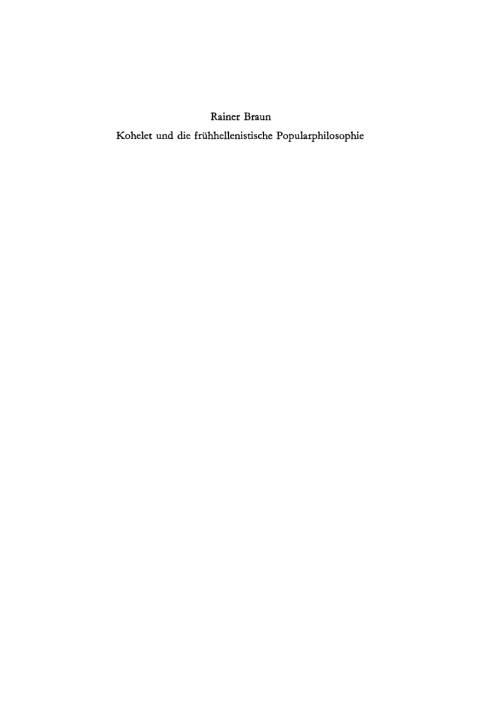 Cover image for book Kohelet und die frühhellenistische Popularphilosophie