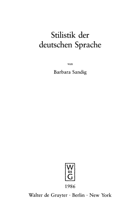 Cover image for book Stilistik der deutschen Sprache