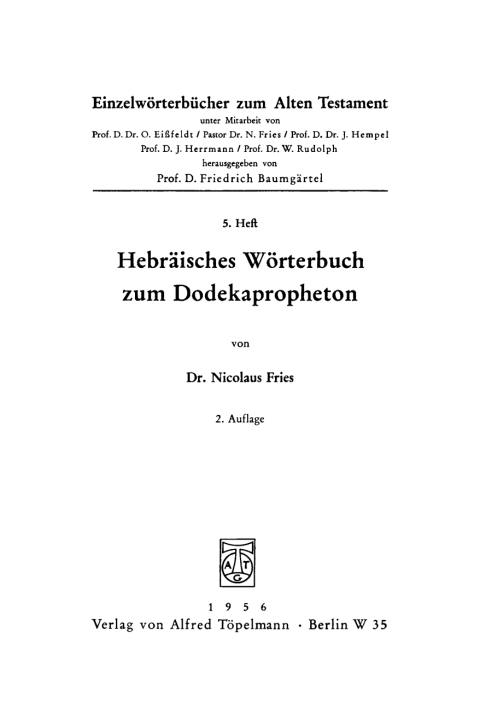 Cover image for book Hebräisches Wörterbuch zum Dodekapropheton