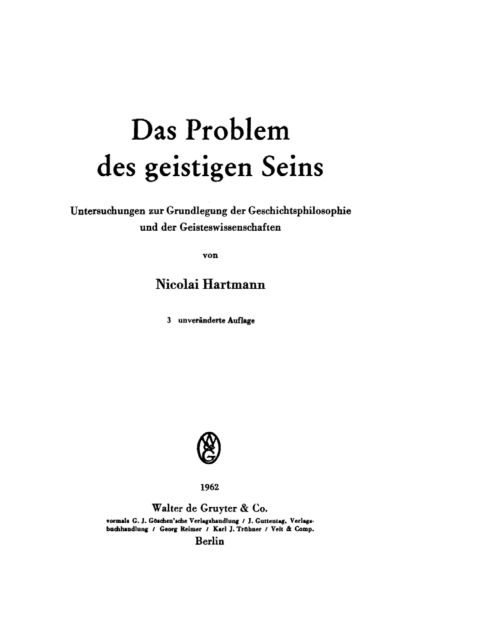 Das Problem des geistigen Seins 