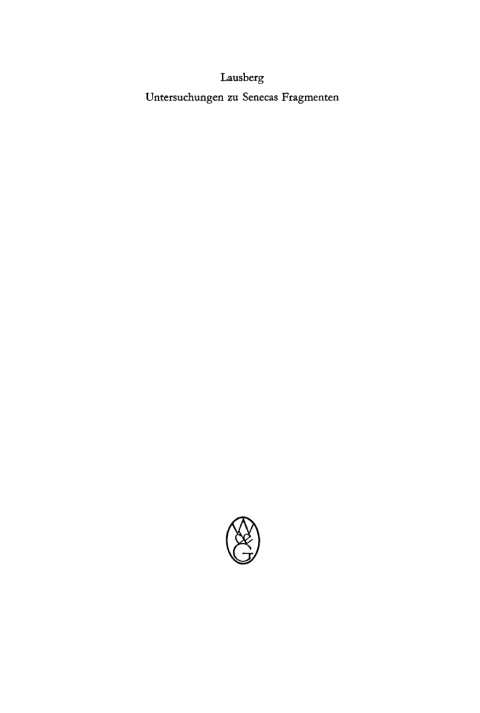 Cover image for book Untersuchungen zu Senecas Fragmenten